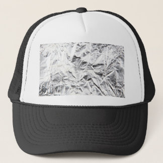 Close-Up Of Crumpled Aluminum Foil Trucker Hat
