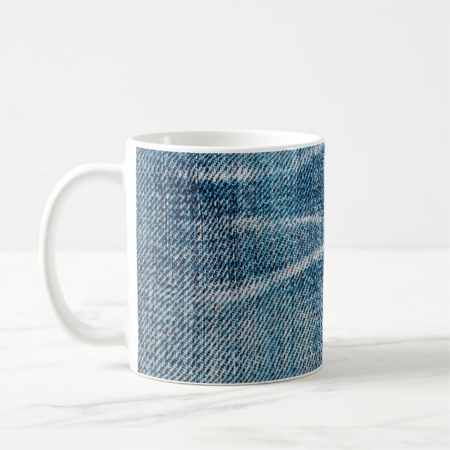 close-up of denim cloth coffee mug (Left)