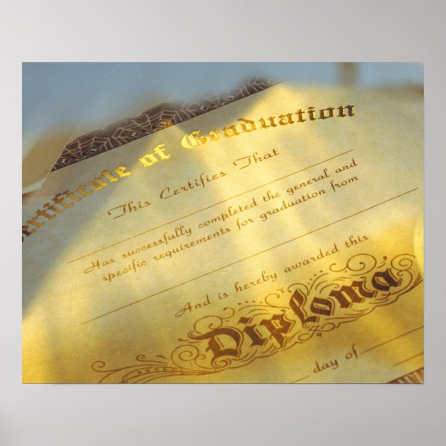 Close-up of diploma, Certificate of Graduation Poster (Front)