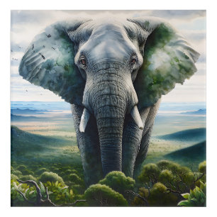 Close up of Elephant Face, Tusks, Trunk Acrylic Print