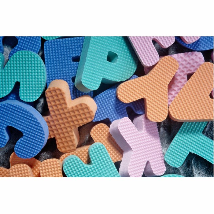 Close up of foam letters for kids photo cut outs