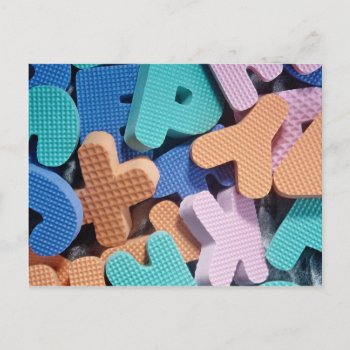 Close-up Of Foam Letters For Kids Postcard by inspirelove at Zazzle