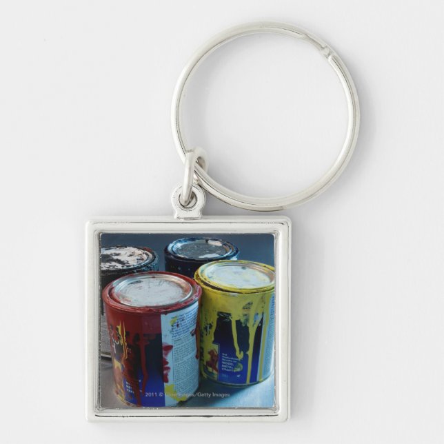 Close-up of four paint cans keychain (Front)