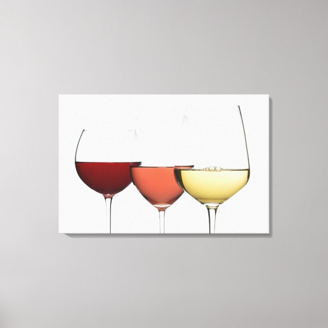 Close up of glasses of different wines canvas print (Front)
