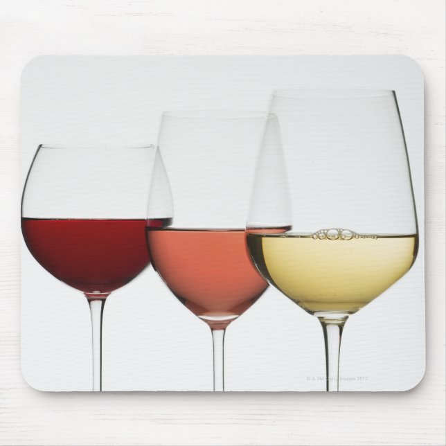 Close up of glasses of different wines mouse pad (Front)