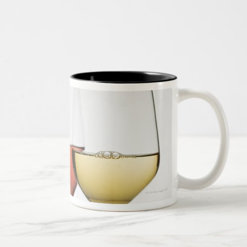 Close up of glasses of different wines Two_Tone coffee mug