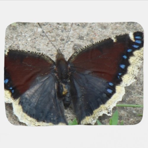 Close up of Gorgeous Mourning Cloak Butterfly Receiving Blanket