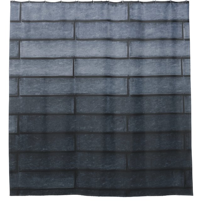 Close-up of gray brick wall shower curtain (Front)