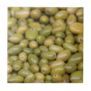 Close Up Of Green Olives Ceramic Tile