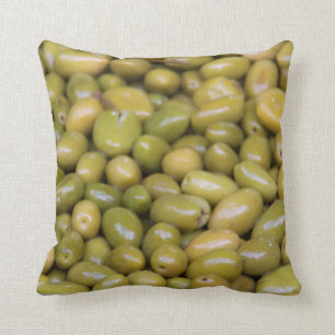 Close Up Of Green Olives Throw Pillow