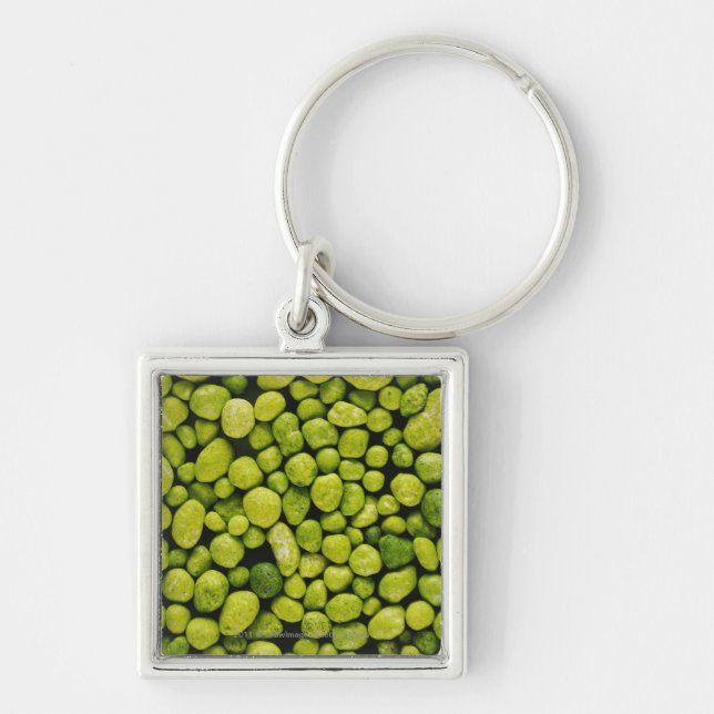Close-up of green pebbles keychain (Front)