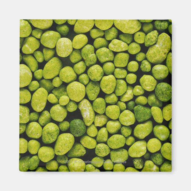 Close-up of green pebbles magnet (Front)