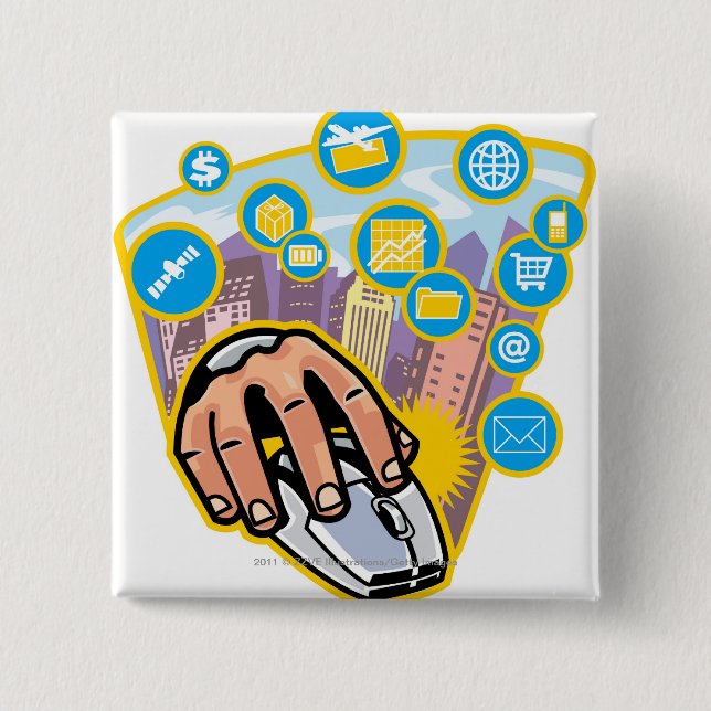 Close-up of hand on computer mouse button (Front)