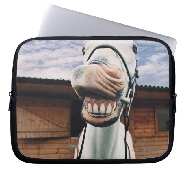 Close-up of Horse with Mouth Open Laptop Sleeve (Front)