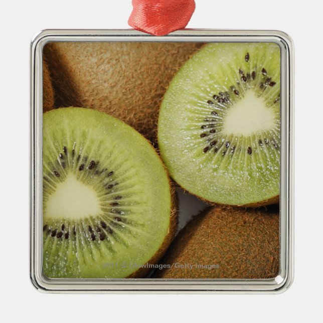 Close-up of kiwi fruits 2 metal ornament (Front)