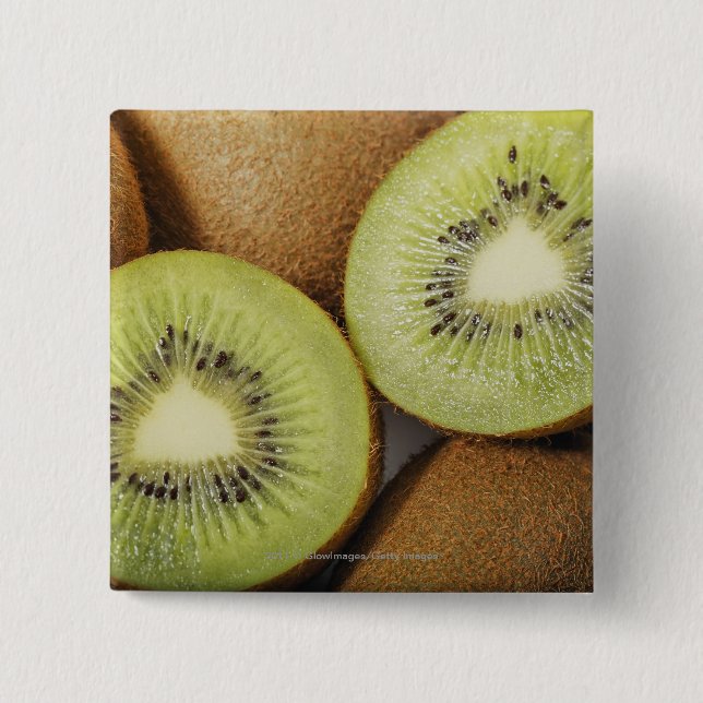 Close-up of kiwi fruits 2 pinback button (Front)