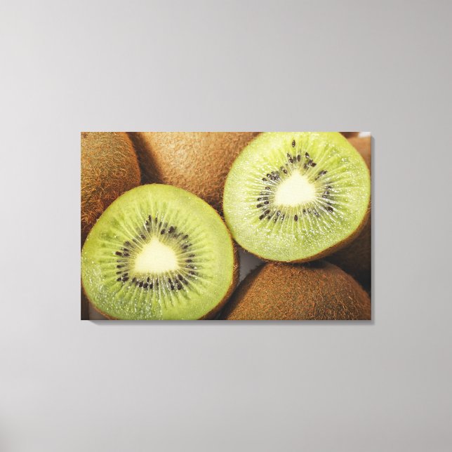 Close-up of kiwi fruits canvas print (Front)