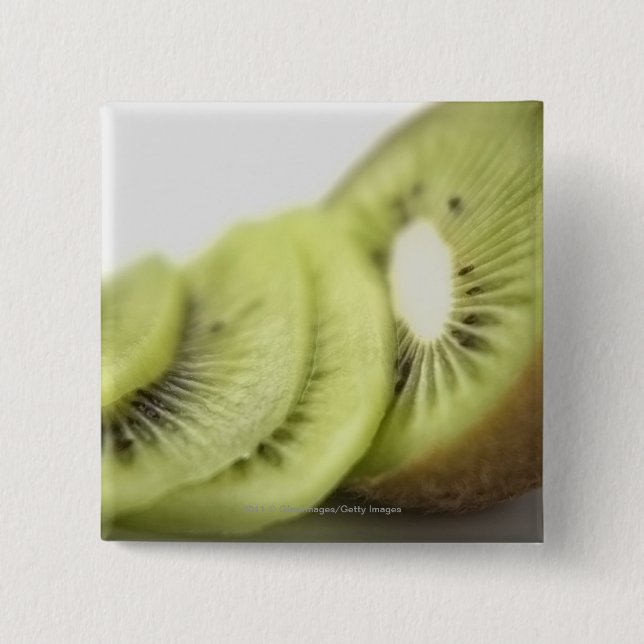 Close-up of kiwi slices pinback button (Front)