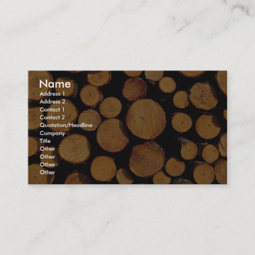 Close-up of logs business card