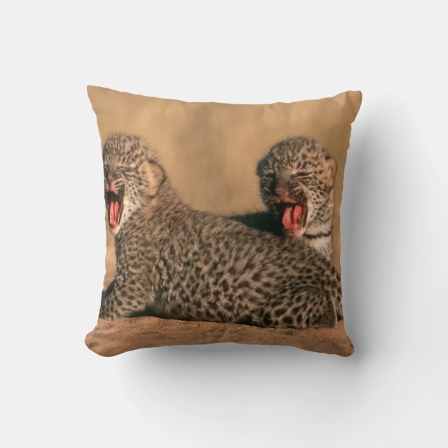 Close-Up Of New Born Leopard (Panthera Pardus) Throw Pillow (Front)
