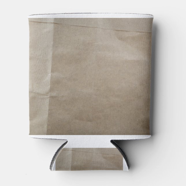 Close-Up Of Old Brown Paper Texture Can Cooler (Front)