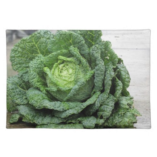 Close up of organic Savoy cabbage just hand picked Cloth Placemat