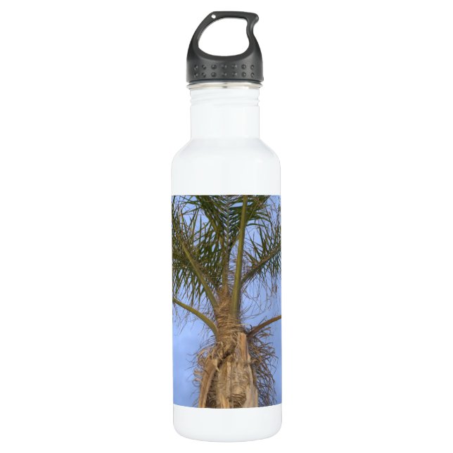 Close-up of Palm Tree Stainless Steel Water Bottle (Front)