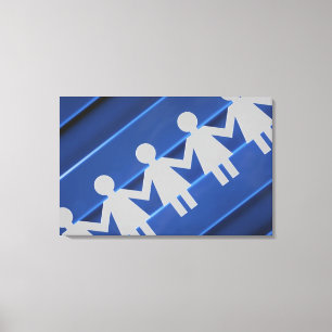 Close-up of paper chain dolls canvas print