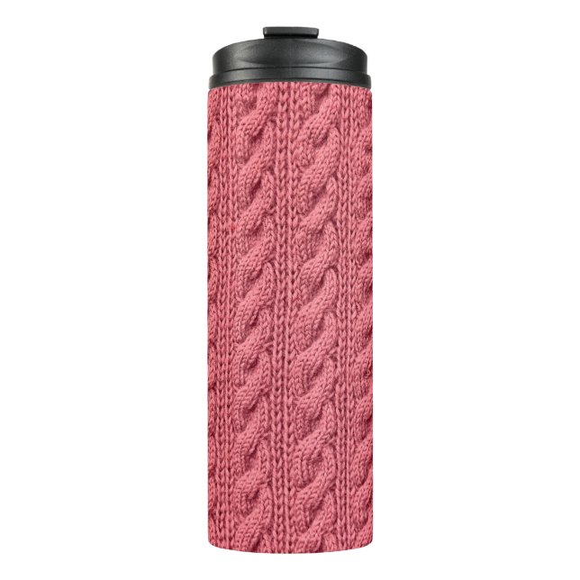 Close-up of pattern of sweater texture. thermal tumbler (Front)