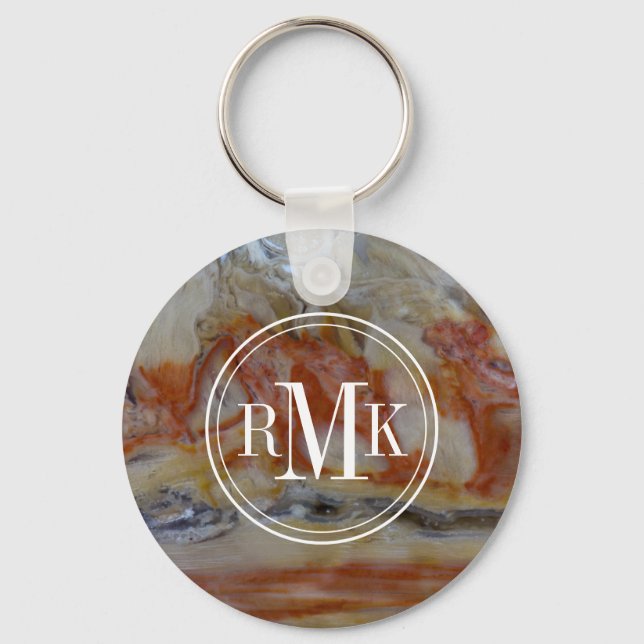 Close Up Of Petrified Wood Keychain (Front)