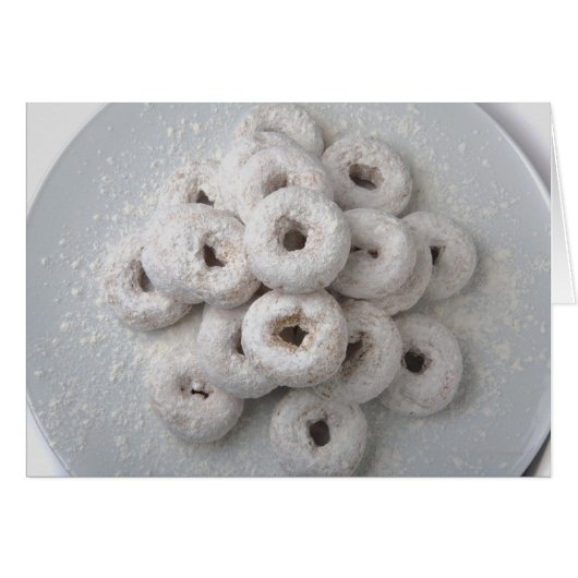 Close-up of powdered doughnuts in a plate cards (Front Horizontal)