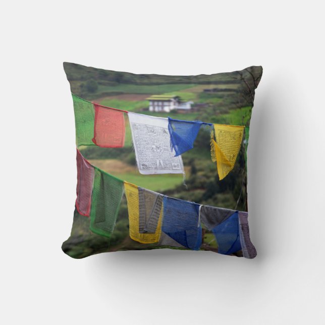 Close Up Of Prayer Flags Throw Pillow (Front)