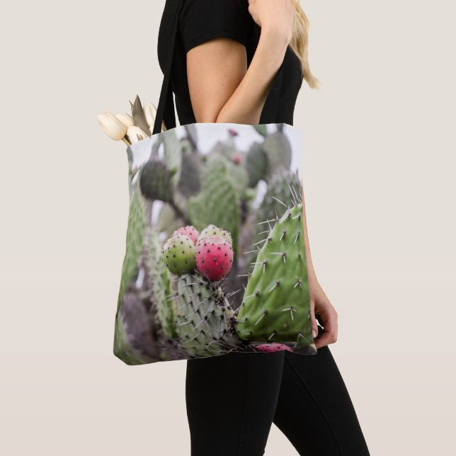 Close Up Of Prickly Pear Cactus Tote Bag (Close Up)