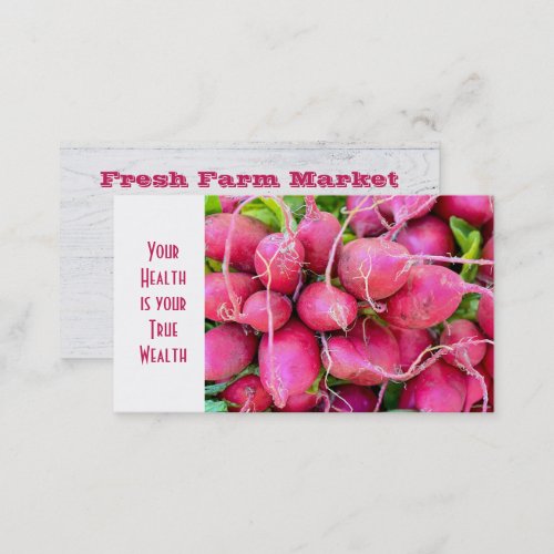close up of radish bunch business card