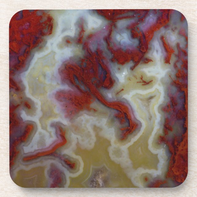 Close up of Red Moss Agate Slab Coaster (Front)
