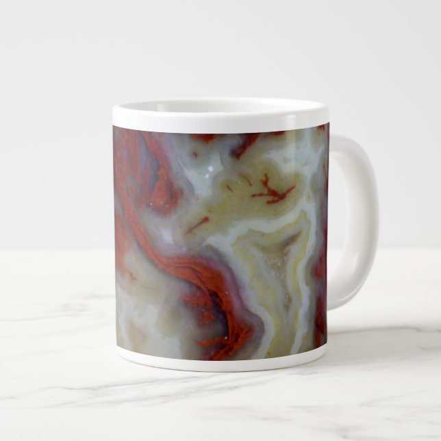 Close up of Red Moss Agate Slab Giant Coffee Mug (Front Right)