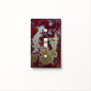 Close up of Red Moss Agate Slab Light Switch Cover