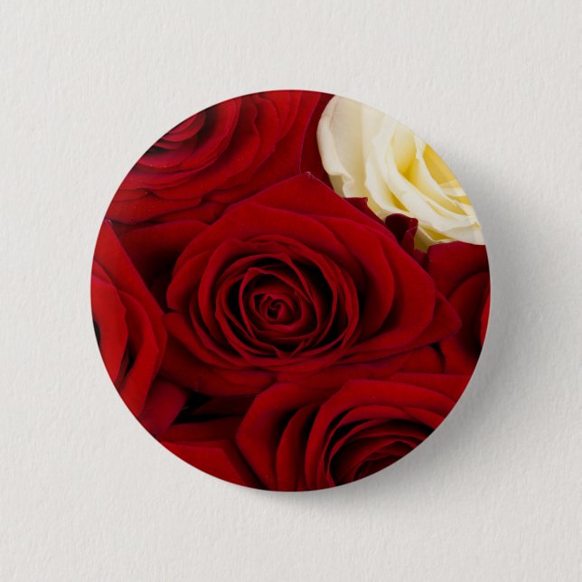 Close-up of roses pinback button (Front)