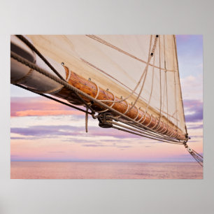 Close-Up Of Sail And Ropes Maine, Camden Poster