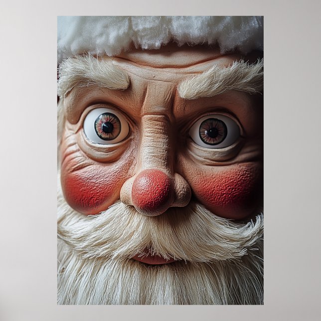 Close-Up of Santa’s Surprised Expression Poster (Front)