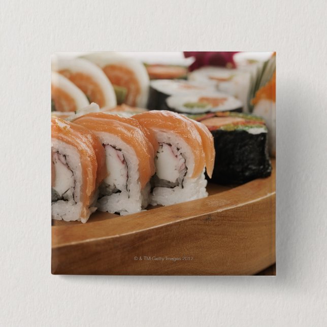 Close-up of sushi in a platter button (Front)