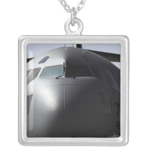 Close-up of the front of a C-17 Globemaster III Silver Plated Necklace