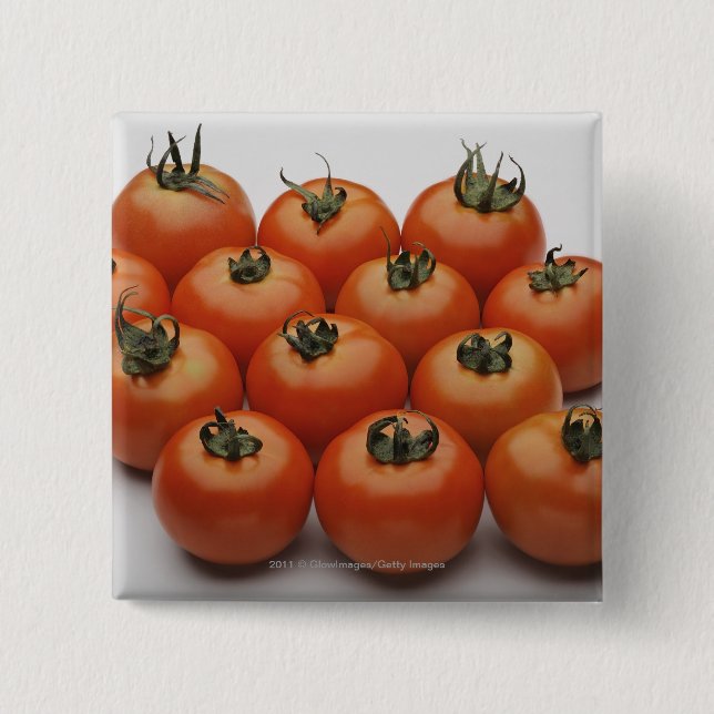 Close-up of tomatoes pinback button (Front)
