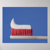 Close-up of toothpaste on a toothbrush