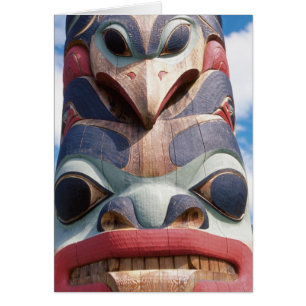 Close-up of totem pole in Sitka, Alaska, USA Cards