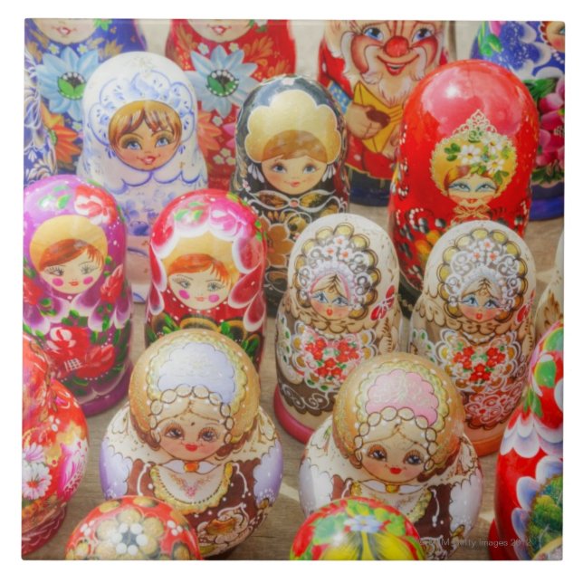 Close-up of traditional Russian nested dolls Tile (Front)