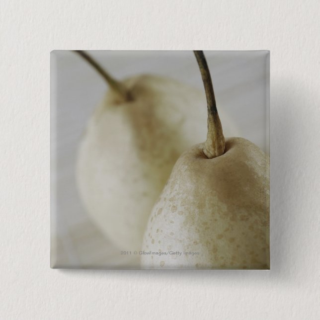 Close-up of two pears pinback button (Front)