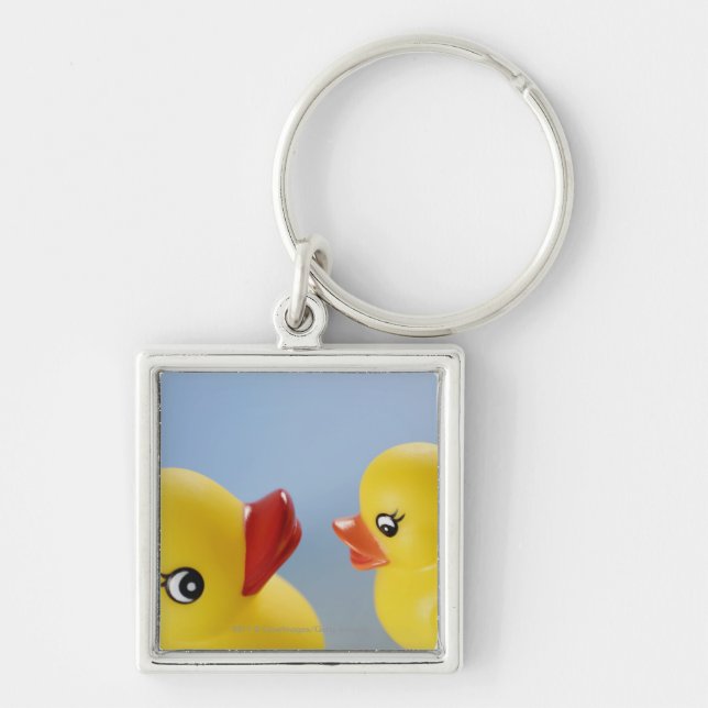 Close-up of two rubber ducks keychain (Front)