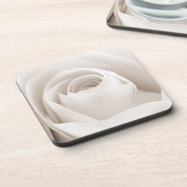 Close up of White Rose Petals Coaster (Left Side)