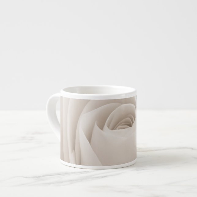 Close up of White Rose Petals Espresso Cup (Front Left)